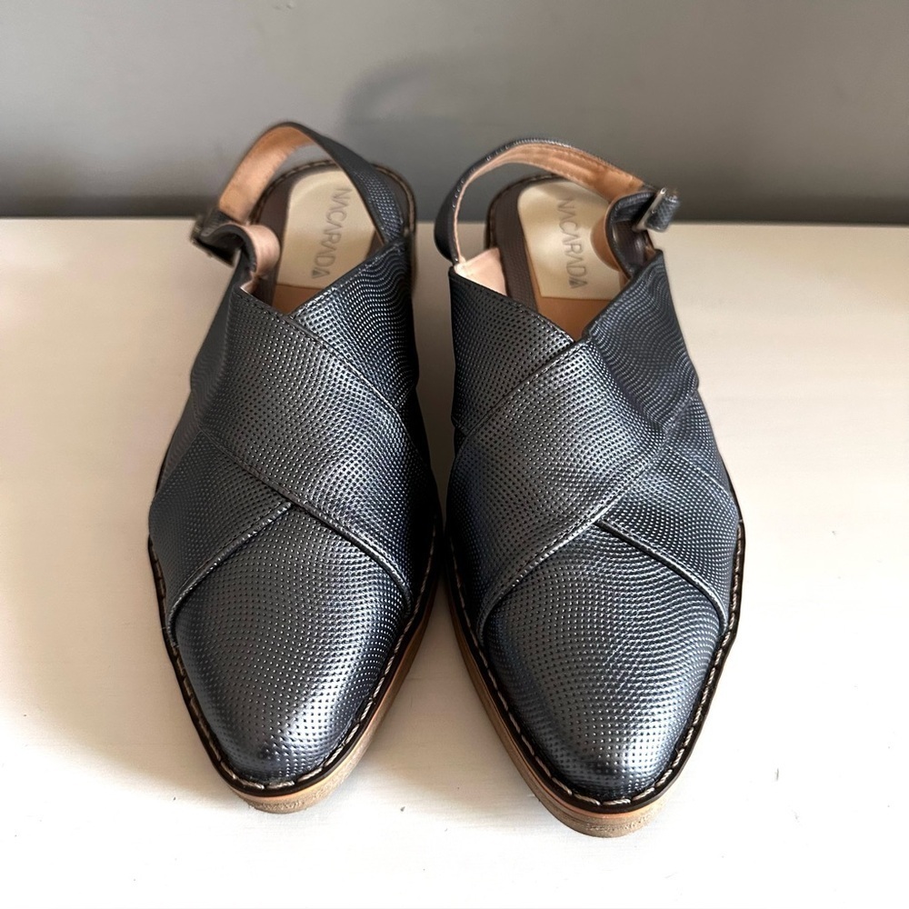 NACARADA Leather Closed Toe Sandals, Flat, Grey, Size 8.5, Sling Back,